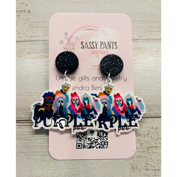 Tarleton State University TSU Texans Purple Poo Earrings NEW - Picture 1 of 2